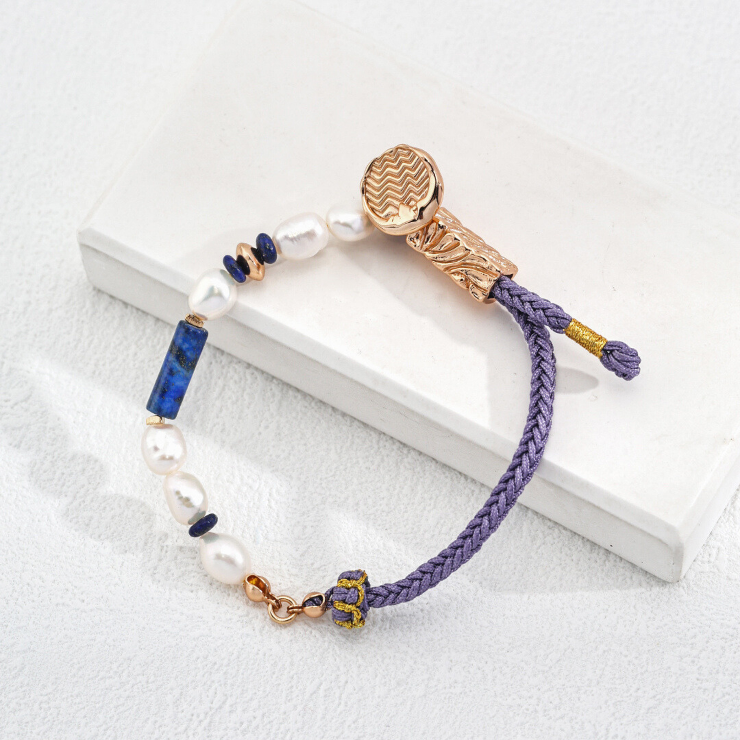 Lapis lazuli & Pearl Braided Bracelet