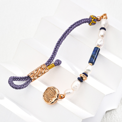 Lapis lazuli & Pearl Braided Bracelet