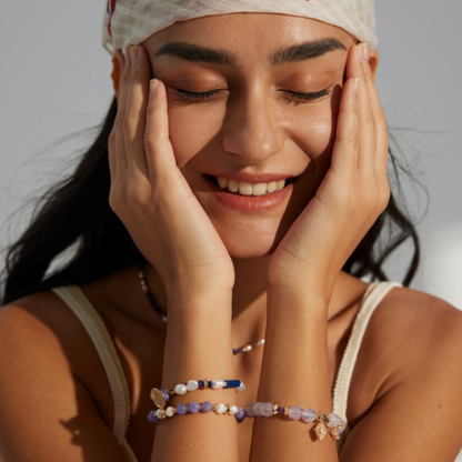 Lapis lazuli & Pearl Braided Bracelet