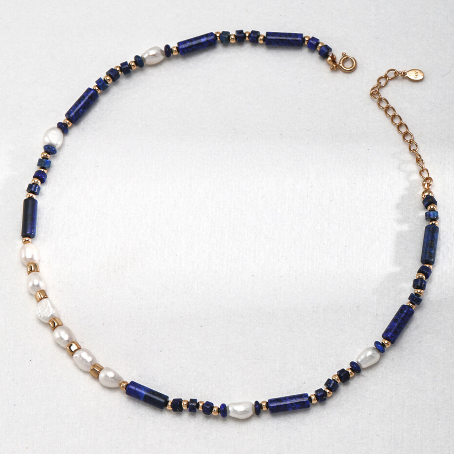 Ocean's Embrace Pearl & Lapis Lazuli Necklace