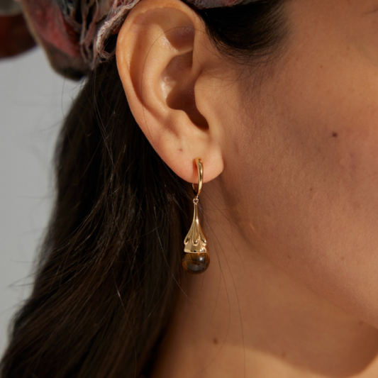 Tiger's Eye Minimalism Teardrop Earrings