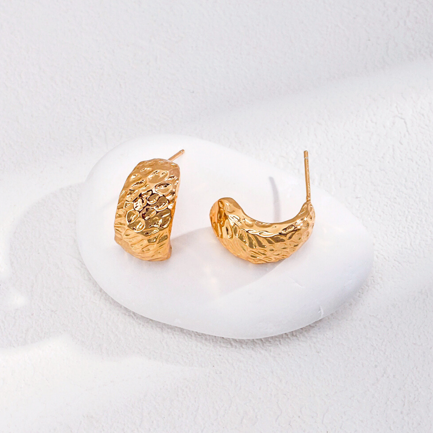 Lunar Textured Teardrop Studs