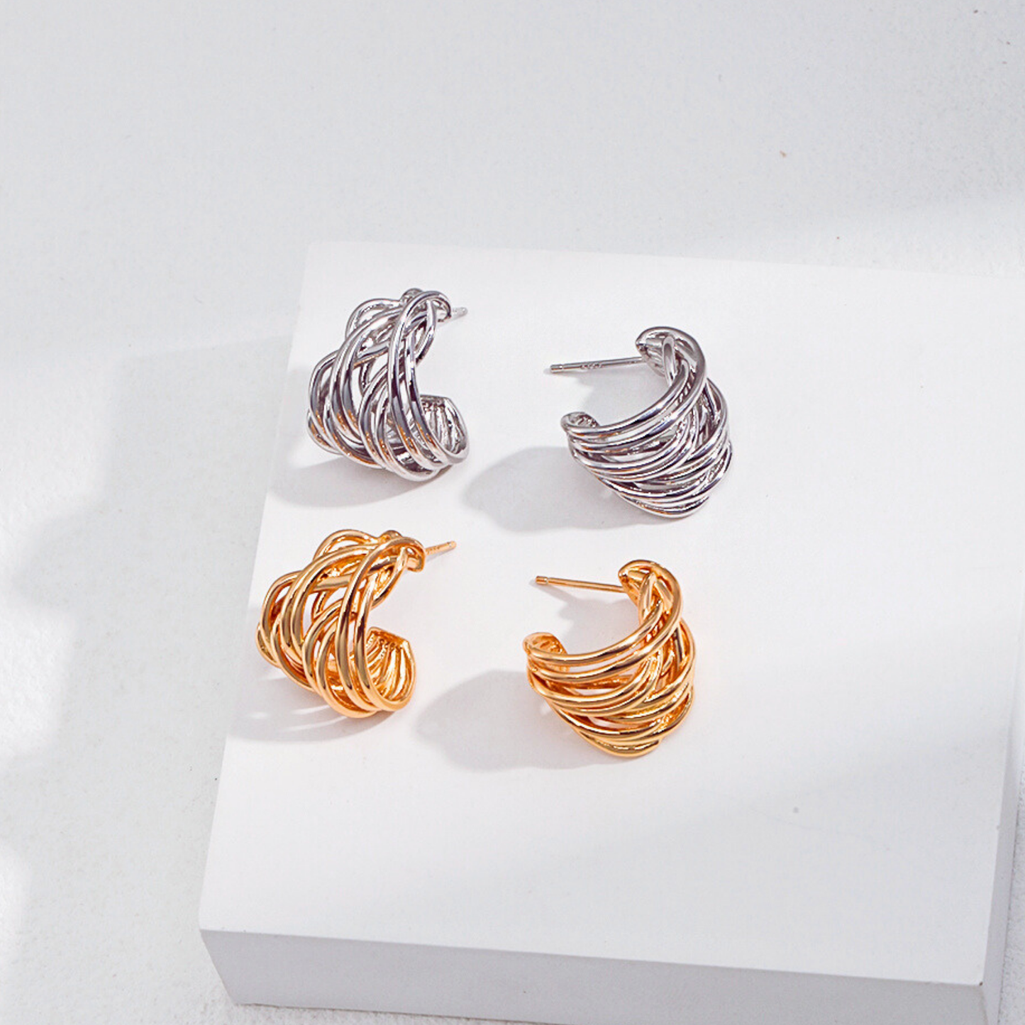 Interwoven Textured Hoops