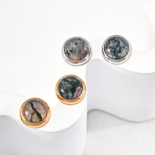 Moss Agate Whispers Studs