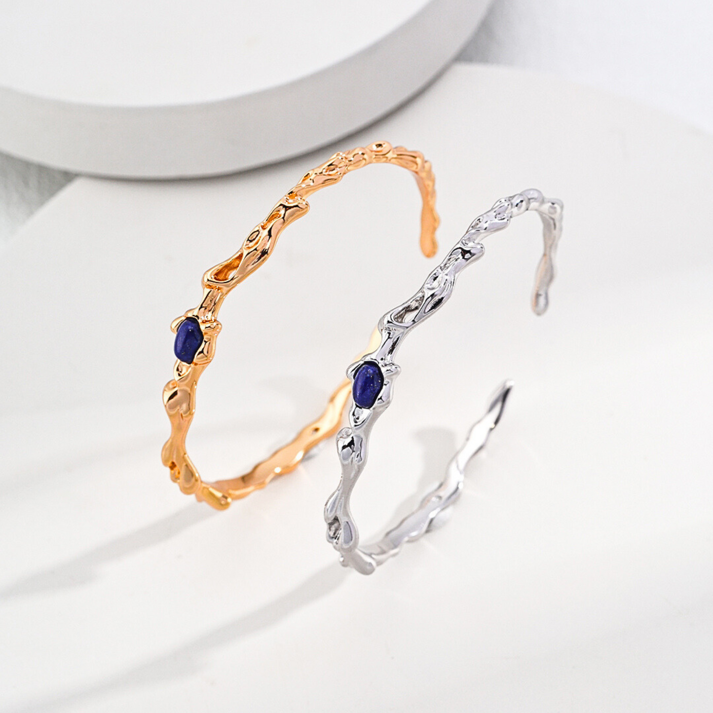 Lapis Lazuli Lunar Tide Cuff Bracelet