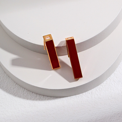 Scarlet Column Enamel Earrings