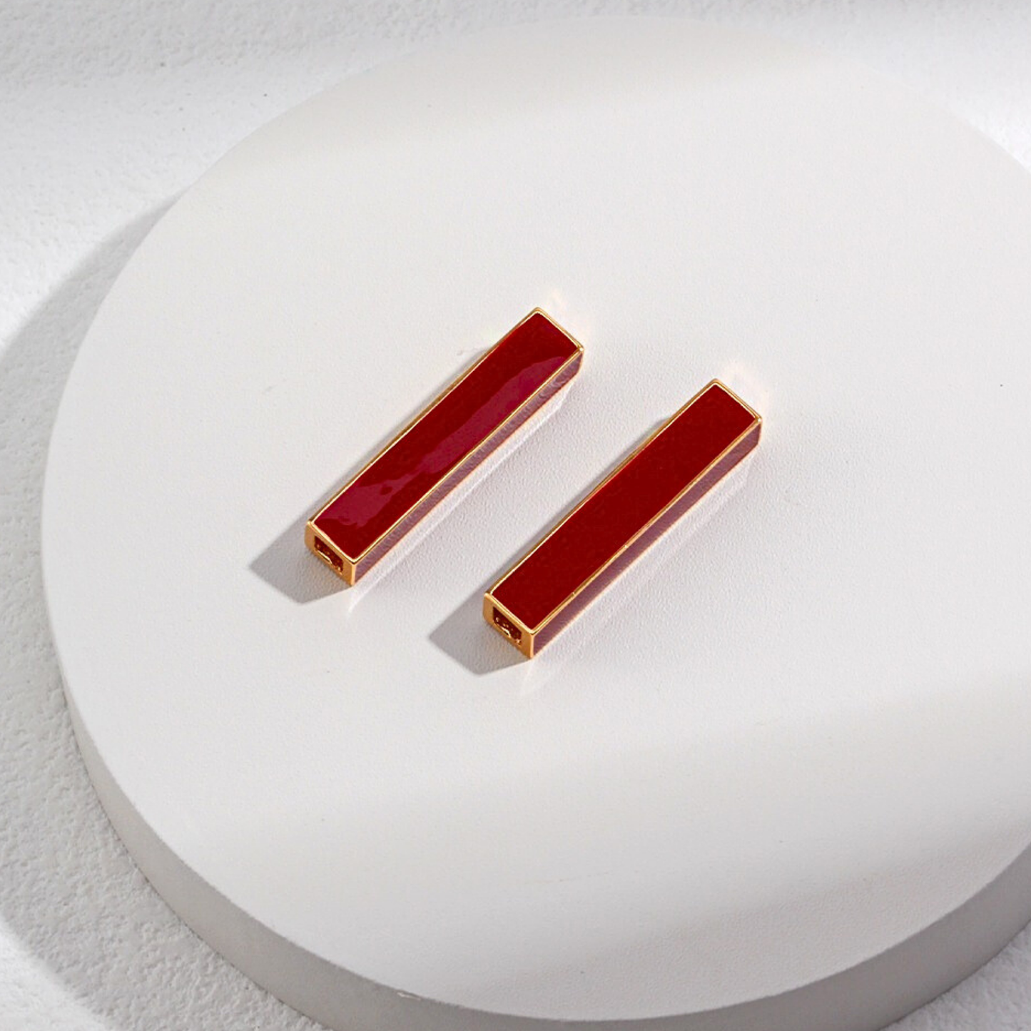 Scarlet Column Enamel Earrings