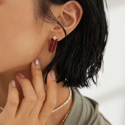 Scarlet Column Enamel Earrings