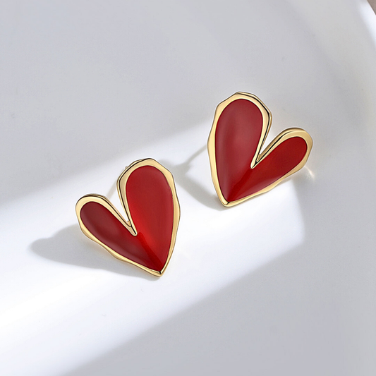 Folded Heart Enamel Studs