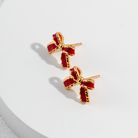 Festive Bow Enamel Studs