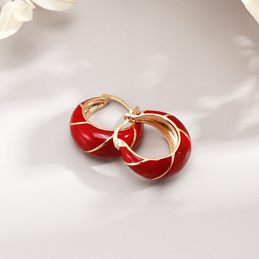 Golden Snail Enamel Hoops