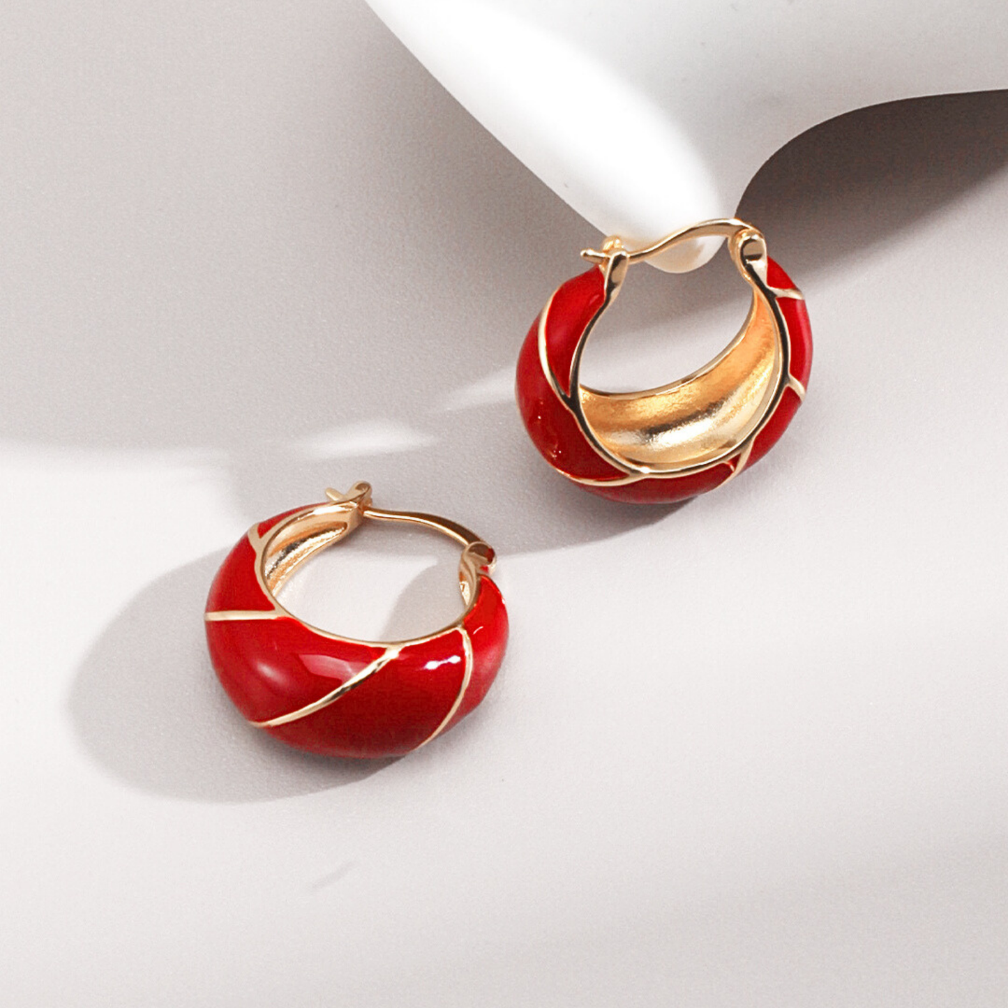 Golden Snail Enamel Hoops