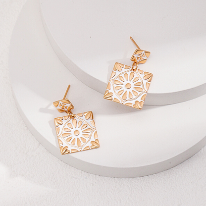 Snowflake Charm Enamel Earrings