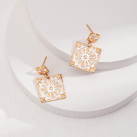 Snowflake Charm Enamel Earrings