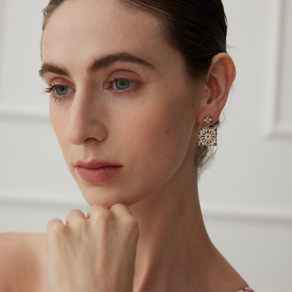 Snowflake Charm Enamel Earrings