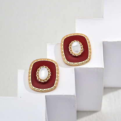 Royal Red Enamel Studs