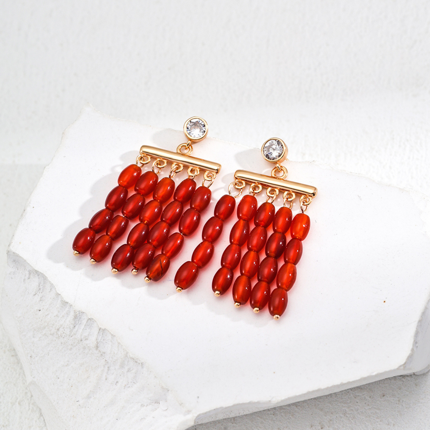 Carnelian Tassel Earrings