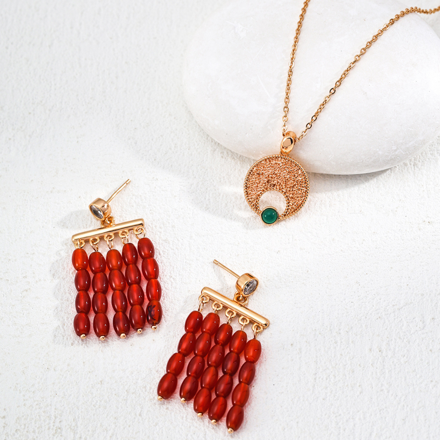 Carnelian Tassel Earrings