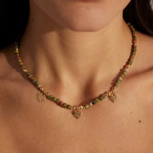 Woodland Heart Unakite Necklace