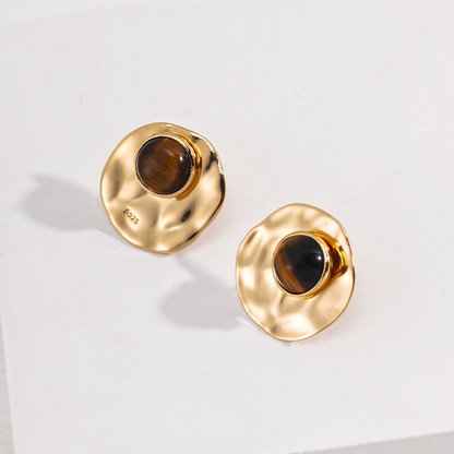 Sunstone Tiger’s Eye Studs