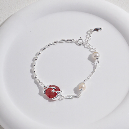 Flowing Clouds Strawberry Quartz Bracelet