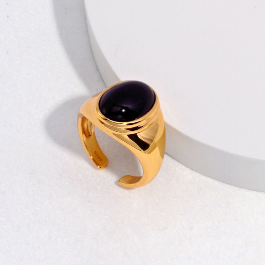 Black Onyx Midnight Shield Ring