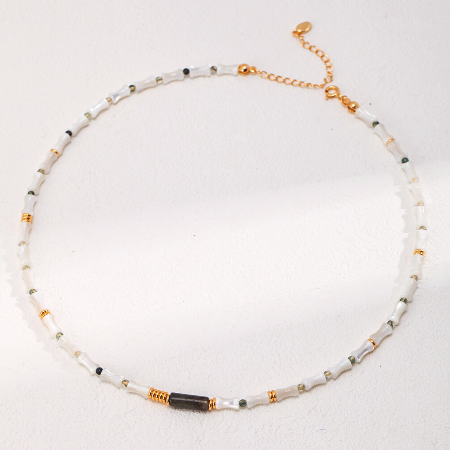 Moss Agate Bamboo Necklace